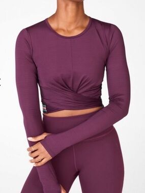 Fabletics Crop Top Long Sleeve Twist Front Top
